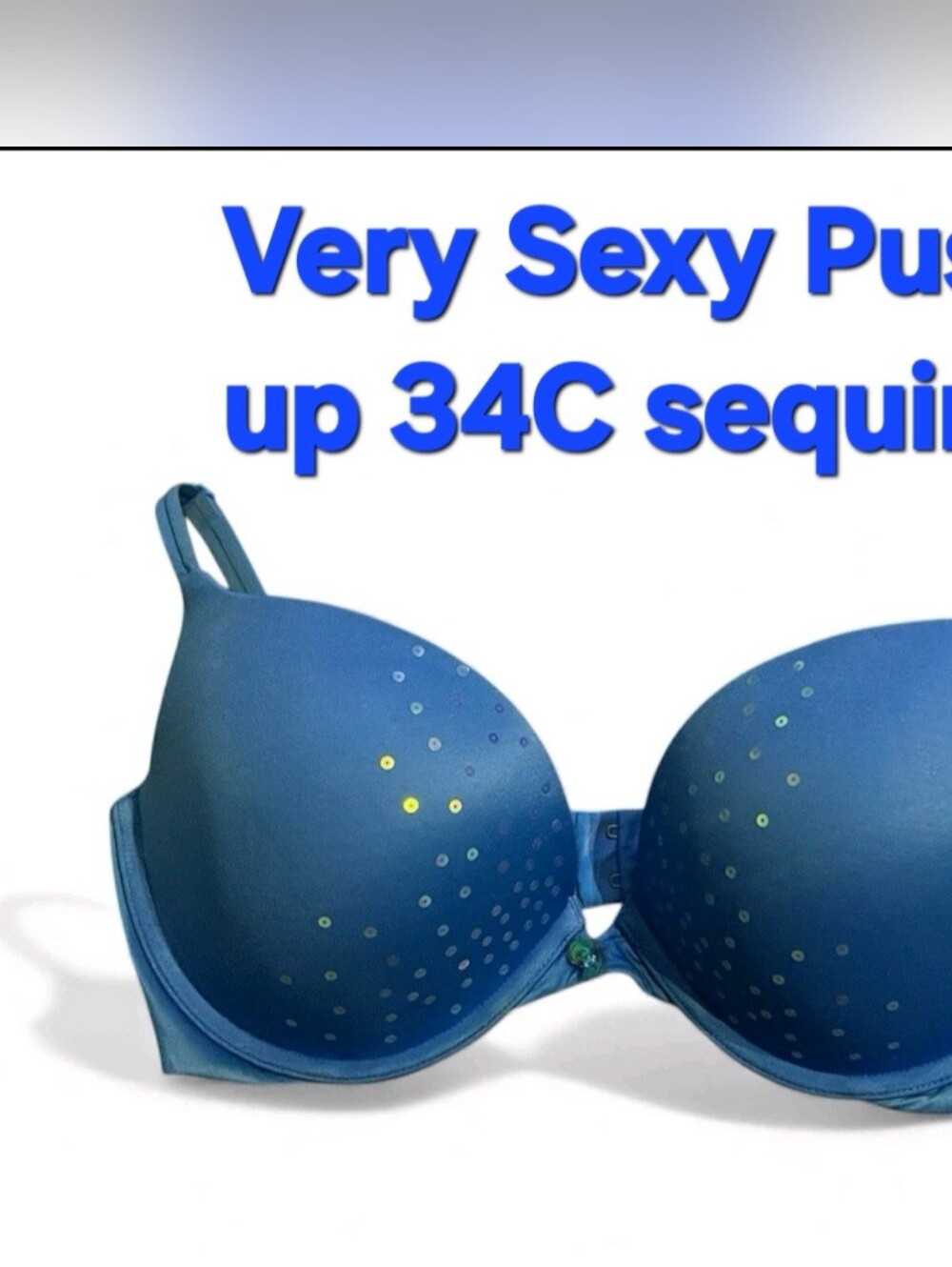 Victoria's Secret Very Sexy Push-Up Bra Turquoise Blue Sequin - 34C - Pre-loved